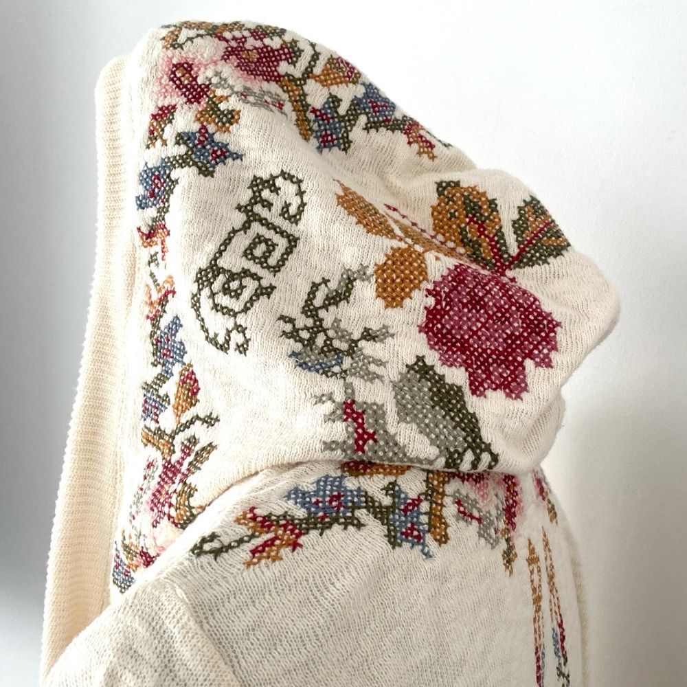Johnny Was Biya floral Embroidered Cardigan Oversized XS Boho Cottage Romantic - Picture 6 of 16